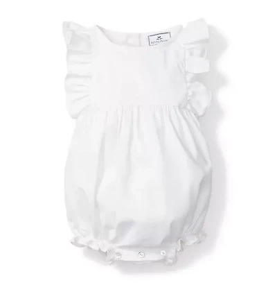 Baby's White Twill Ruffled Romper