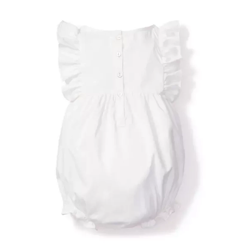 Baby's White Twill Ruffled Romper
