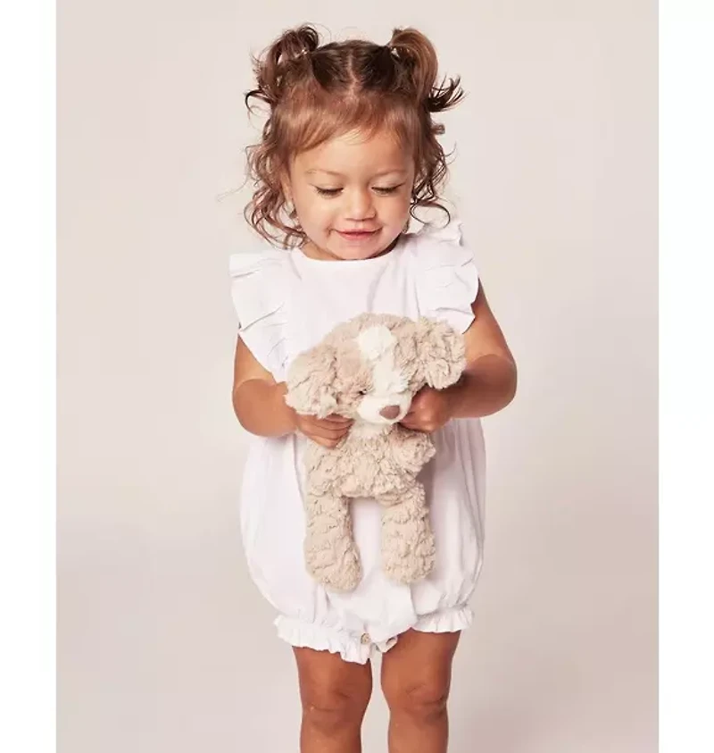 Baby's White Twill Ruffled Romper