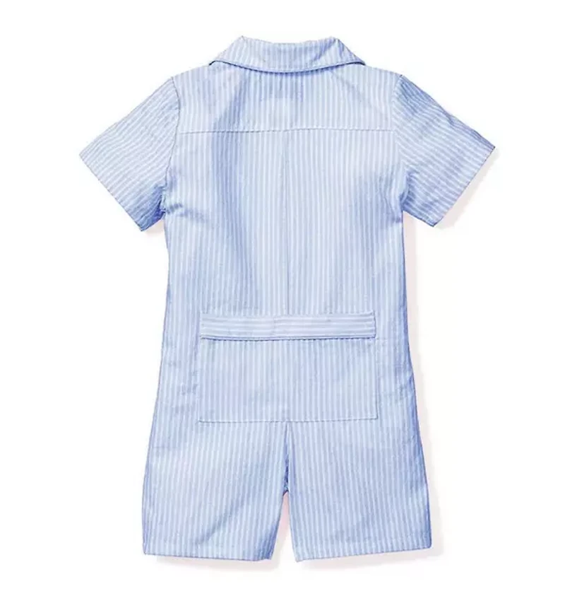 Baby's Twill Summer Romper French Blue Seersucker