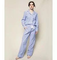 Women's Twill Pajama Set French Blue Seersucker