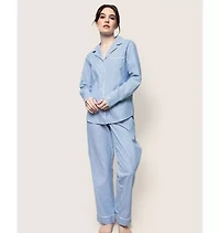 Women's Twill Pajama Set French Blue Seersucker