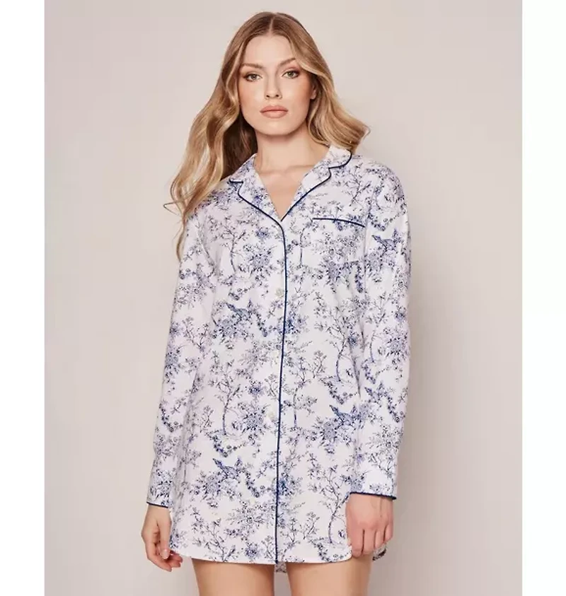 Women's Twill Nightshirt Blue Timeless Toile