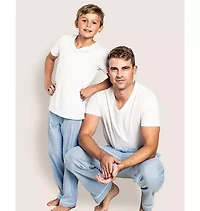 Men's Twill Pajama Pants French Blue Seersucker