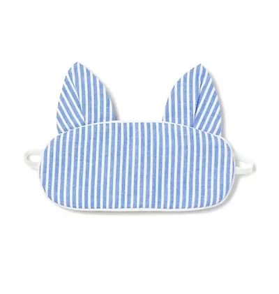 Kid's Kitty Sleep Mask in French Blue Seersucker