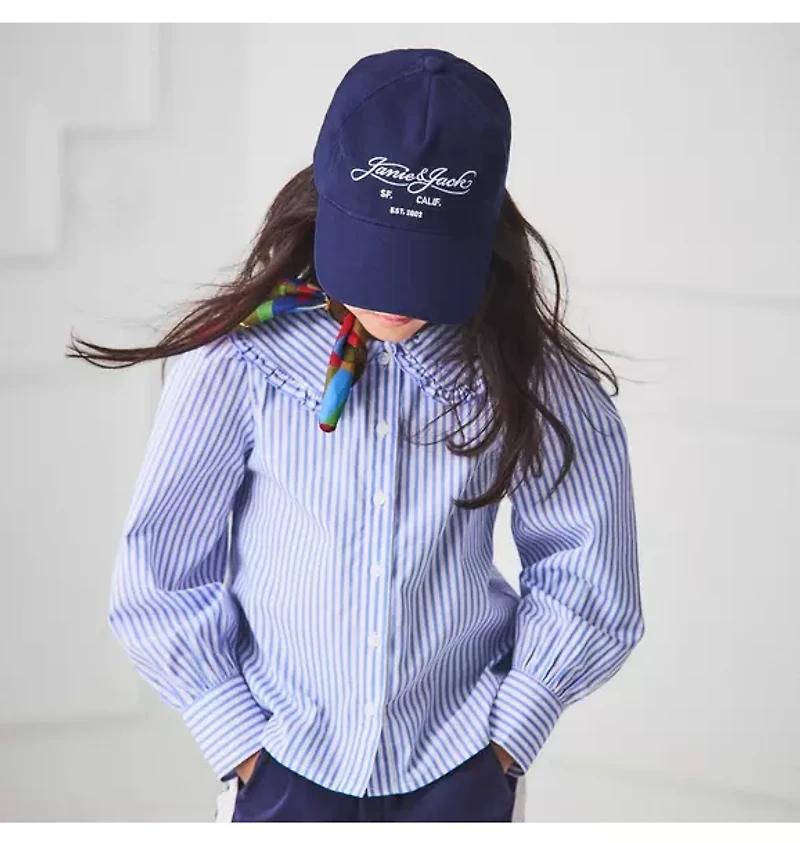 Striped Ruffle Collar Top