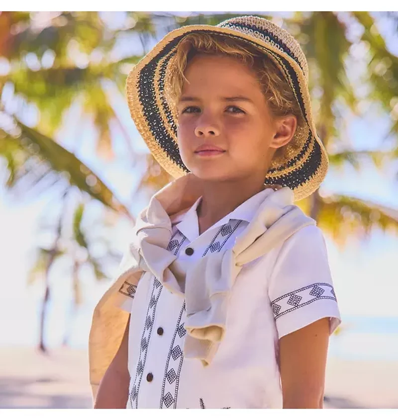 Striped Straw Bucket Hat