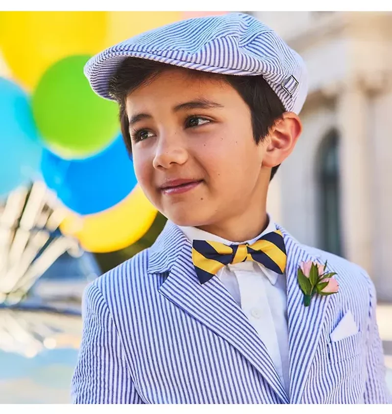 Striped Seersucker Newsboy Cap