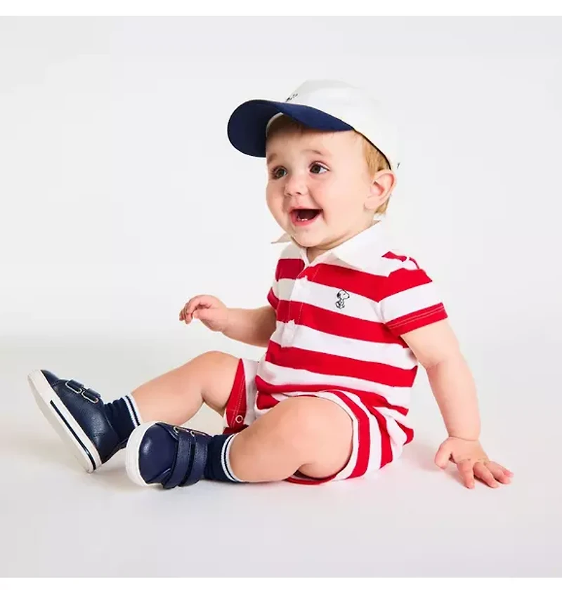 PEANUTS™ Snoopy Striped Baby Romper
