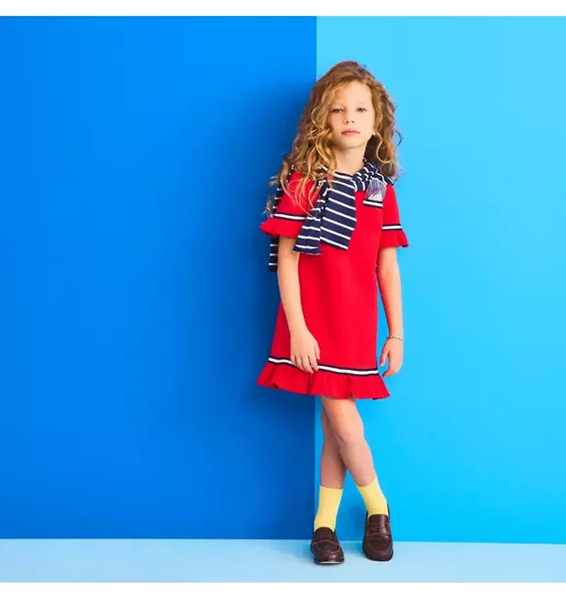 Stripe Trim Ponte Dress