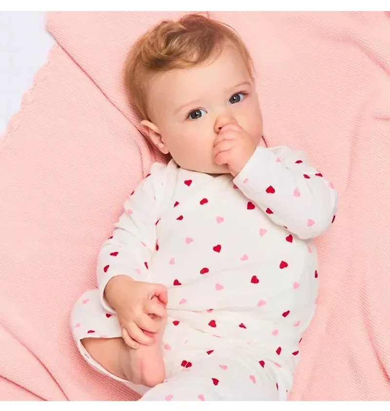 Baby Heart Pointelle Matching Set