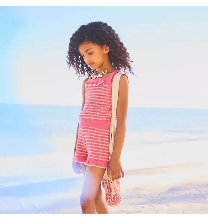 Striped Ruffle Sweater Short