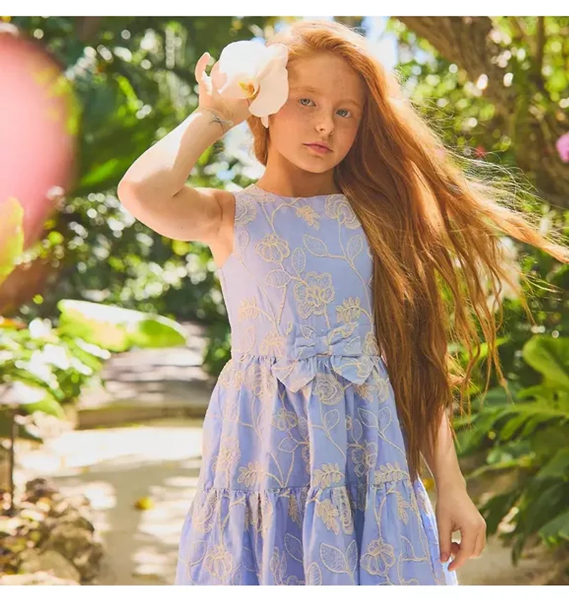 Embroidered Floral Bow Dress