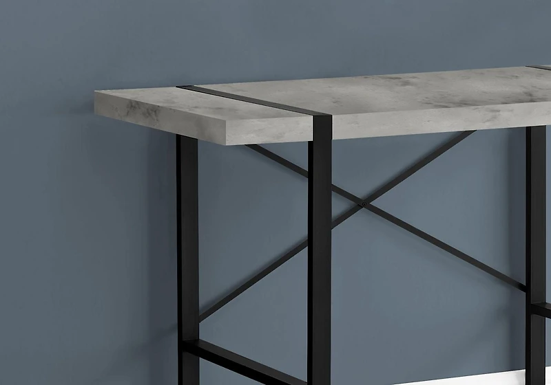 Monarch Specialties Bureau, Bureau À Domicile, Ordinateur Portable, 48"l, Travail, Métal, Stratifié, Gris, Noir, Contemporain, Moderne