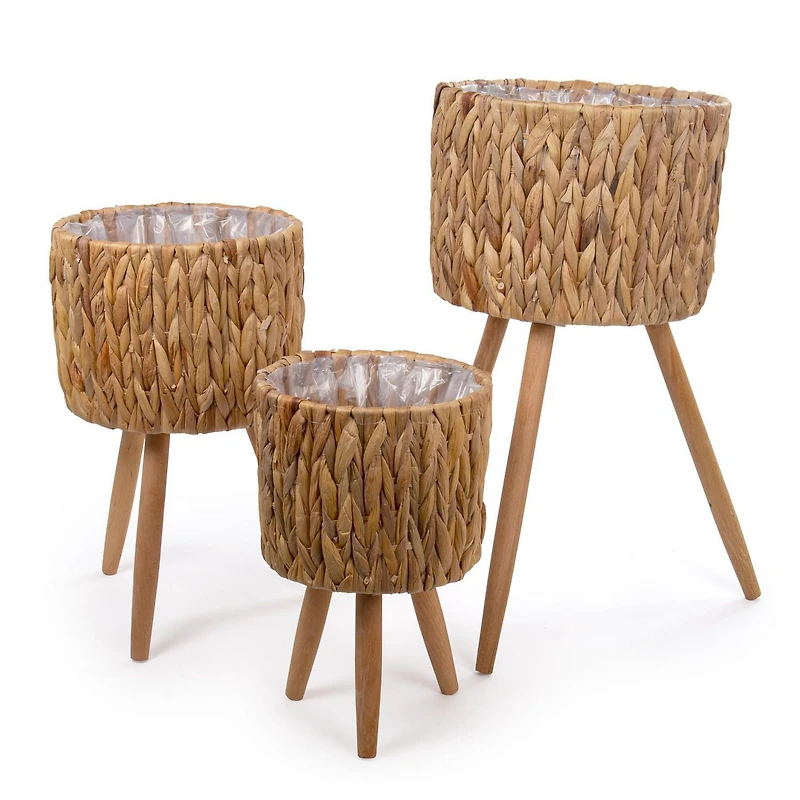 Truu Design Decorative Hyacinth Planter Set with Wooden Legs