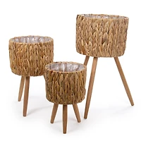Truu Design Decorative Hyacinth Planter Set with Wooden Legs