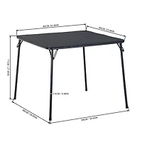 Homy Casa 33.9" Square Folding Table, Black PVC Top with Metal Legs for Dining, Game Room, Party and Small Spaces