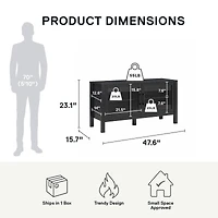 Mainstays Glass Door TV Stand for TVs up to 55", Black