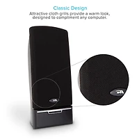 Cyber Acoustics CA2014 4W 2pc Desktop Speakers -Black