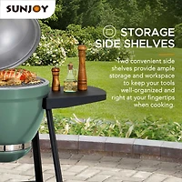 Sunjoy Charcoal Grill 20-Inch Kamado Grill Outdoor Egg Grill with Pizza Stone, Ultimate BBQ Grill and Smoker with Wheels