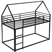 Noble House Twin over Twin House Bunk Bed with Built-in Ladder,Black