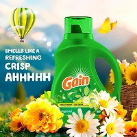 Gain Liquid Laundry Detergent, Original Scent, 1.24 L, 32 loads, Freshness + Odour Fighting, High efficiency washing machine iquid cleaning soap