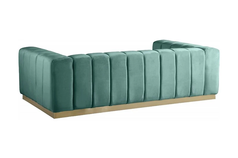 K-Living Shannon Velour Fabric Loveseat In Mint With Accent Gold Base