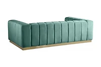 K-Living Shannon Velour Fabric Loveseat In Mint With Accent Gold Base