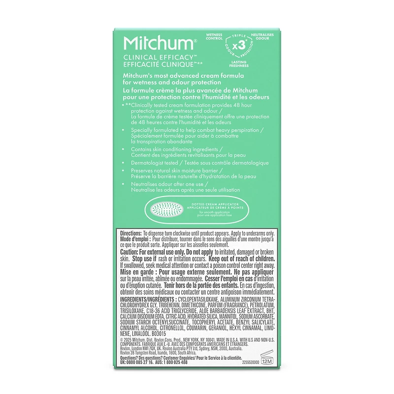 Mitchum Women's Clinical Oxygen Soft Solid Deodorant & Anti-Perspirant Stick, Powder Fresh, 45g
