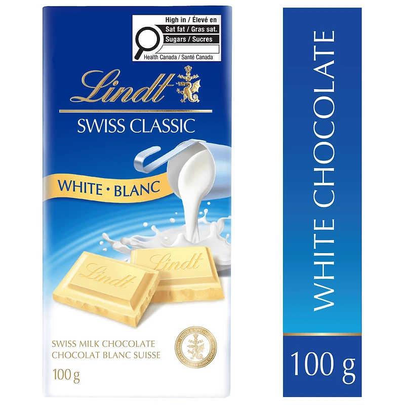 Lindt SWISS CLASSIC White Chocolate Bar, 100 Grams