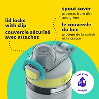 Bouteille d’eau pour enfants Flo bubba, 473 ml, large ouverture, manchon en silicone, couvercle à bouton-poussoir