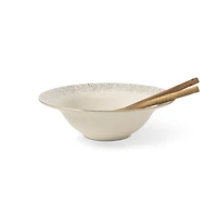 Thyme & Table Riley 3-Piece Serving Bowl with Acacia Serving Spoon and Fork Set