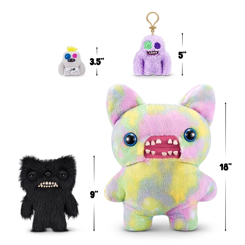 Fuggler Fart Face 9-inch Assortment Series 1 (Munch Munch – Black long) by ZURU, Funny Ugly Monster Plush Toy