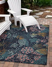 Outdoor Washable Miramar Navy & Gold 5' x 7' Area Rug