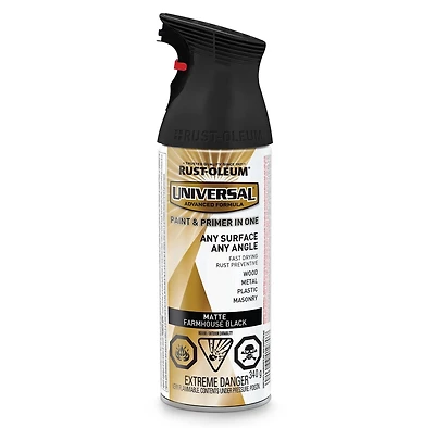Peinture en aérosol Rust-Oleum Universal finition martelée, Noir mat,340 g