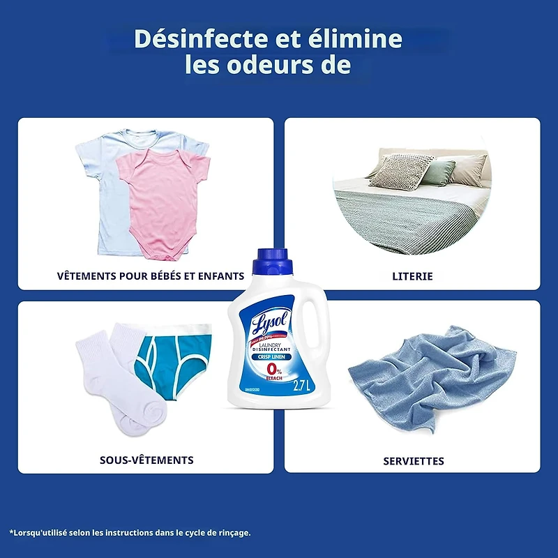 Lysol Laundry Disinfectant, Free and Clear, No Fragrances, No Dyes, 0% Bleach, Kills 99.9% of Viruses & Bacteria, 1.2 L