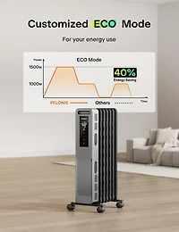Pelonis 1500W Electric 3-Setting Oil Filled Radiator Heater