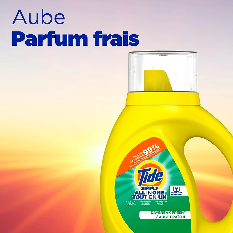 Tide Simply All-In-One Liquid Laundry Detergent, Daybreak Fresh Scent, 946 mL, 24 Wash Loads