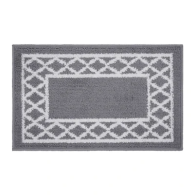 Marina Decoration Decor Luxury Non-Slip Rubber Backing Safety Soft Runner Area Carpet Floor Rug Indoor Interior Accent Decorative Mat, Silver Color Moroccan Trellis Design, 26 x 45 Inch