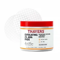 Thayers 2% AHA Exfoliating Toner Pads with Glycolic and Lactic Acid, 60 Face Cleansing Pads