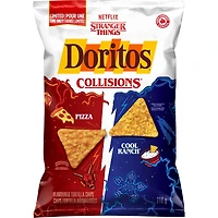 Doritos Collisions Pizza and Cool Ranch Flavoured Tortilla Chips.