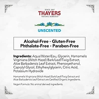 THAYERS Tonique Visage Non Parfumé Pétale de Rose Sans alcool formule à l'hamamélis et à l'aloès Format voyage 89ml