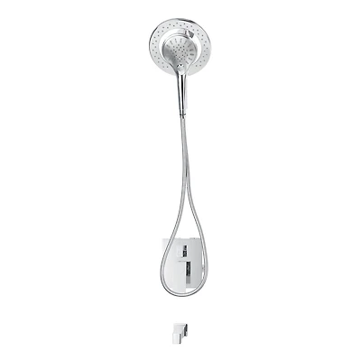 The akuaplus® 3-way diverter Pressure Balance Bath Shower Valve Set square with Magnetic Hand Shower 3 settings with Shower head, and Spout chrome finish