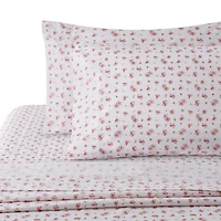Marina Decoration Printed 600 Thread Count Soft Deep Pocket Hotel Standard Cotton Blend Percale Bedding Sheet Set, Pink Rose Floral Pattern