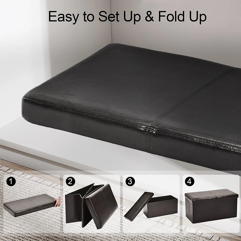 Homy Casa Folding Set of 2 Board Game Storage Bench – Convenient Seat and Organizer for Games and Cards