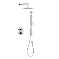 Square 3-functions thermostatic valve. handheld handshower and showerhead, or simultaneously