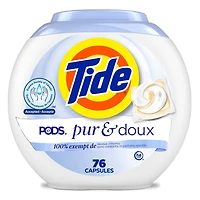 Tide Capsules Pur & Doux Détergent à Lessive Pacs de Savon, Tide Capsules Détergent à Lessive, Pacs de Détergent à Lessive, Détergent à Lessive en Capsules, 76 Unités