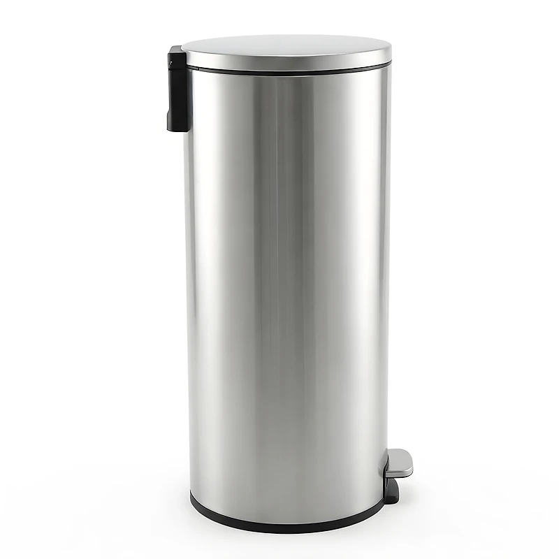 Poubelle de cuisine Better Homes & Gardens, 30 litres, en acier inoxydable, ronde, à pédale, avec couvercle à fermeture douce, argentée