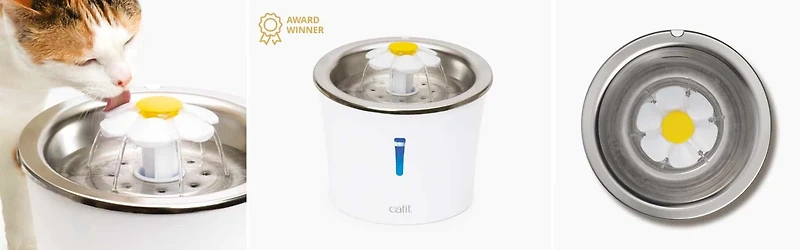 Catit Stainless Steel Cat Flower Fountain with Placemat Kit, 3 L