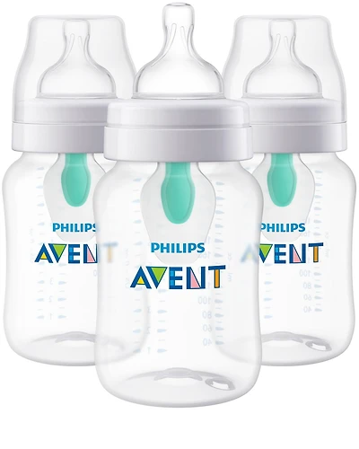 Philips Avent Anti-colic Baby Bottle with AirFree Vent, 3x9oz Bottles, SCY703/03